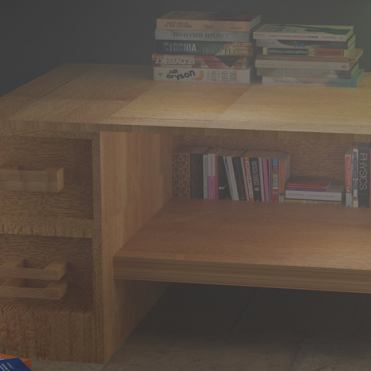 Desk with books and Beautiful lighting preview image 3